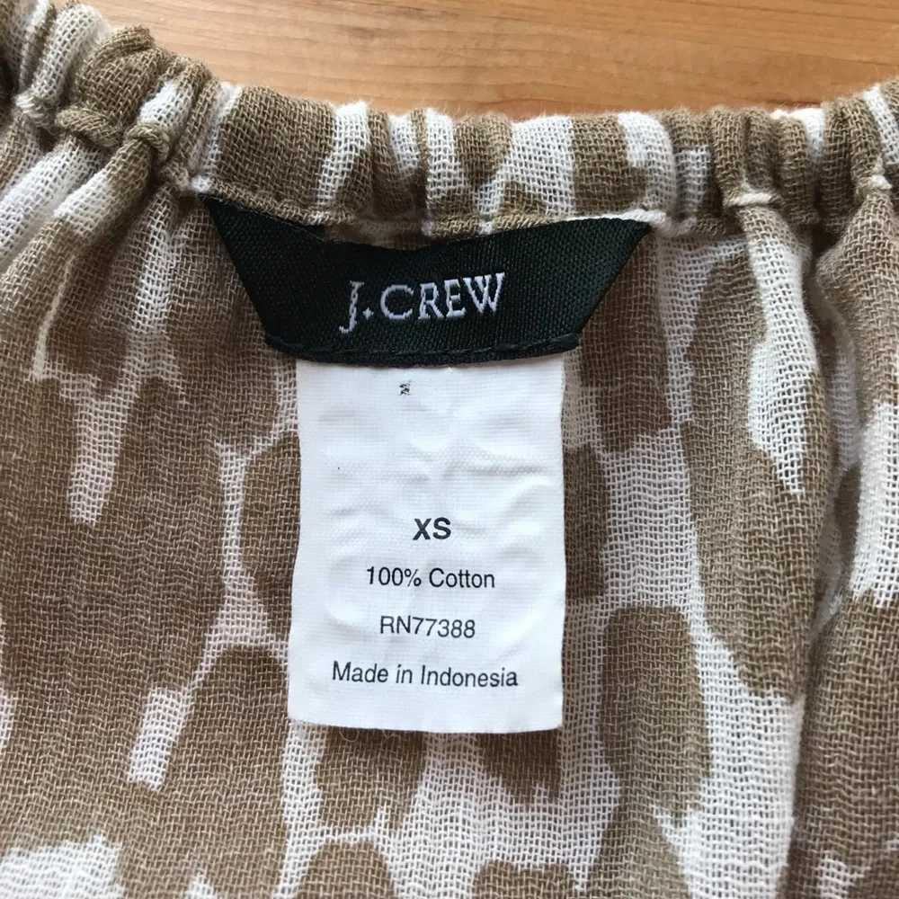J.Crew XS cotton light brown animal print tunic